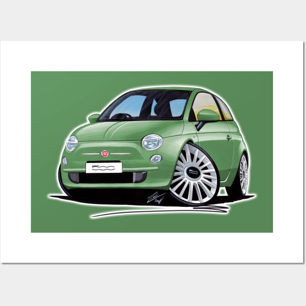 Fiat 500 Green Wall Art by y30man5